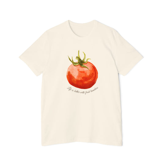 Fresh Tomato Quote Tee, Life is Better T-Shirt, Eco-Friendly Casual Wear, Gift for Gardeners, Summer Vibes Shirt
